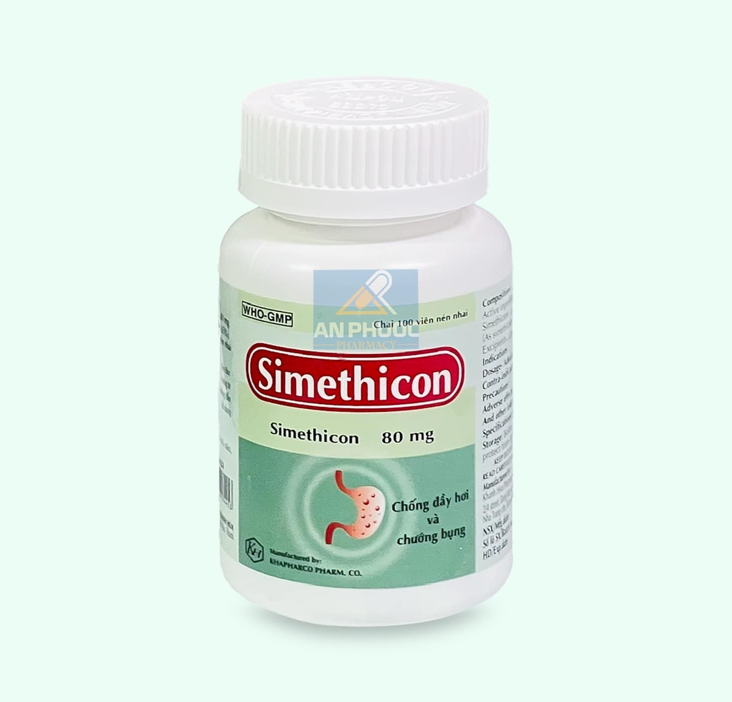Thuốc Simethicon® 80mg KHAPHARCO |【Chai 100 viên】