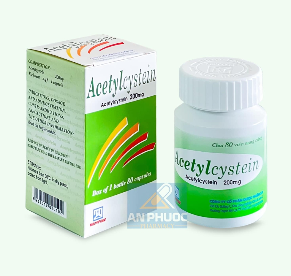 Thuốc Acetylcystein® 200mg | Nadypha |【Chai 80 viên】