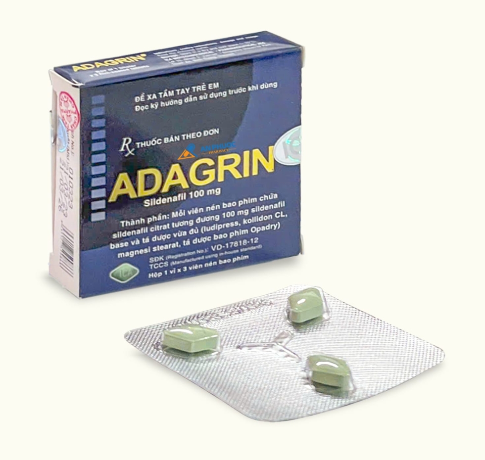 Thuốc Adagrin® 100mg | Sildenafil |【Hộp 3 viên】