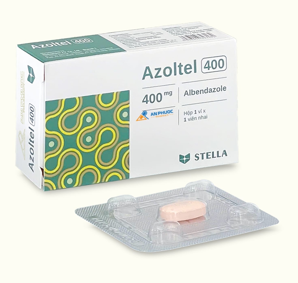 Thuốc Azoltel® 400mg | Albendazole |【Hộp 1 viên】