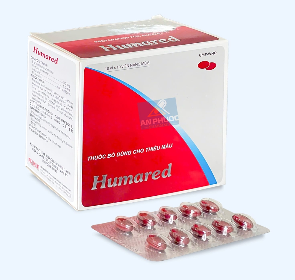 Thuốc Bổ Dùng Cho Thiếu Máu Humared® |【Hộp 100 viên】