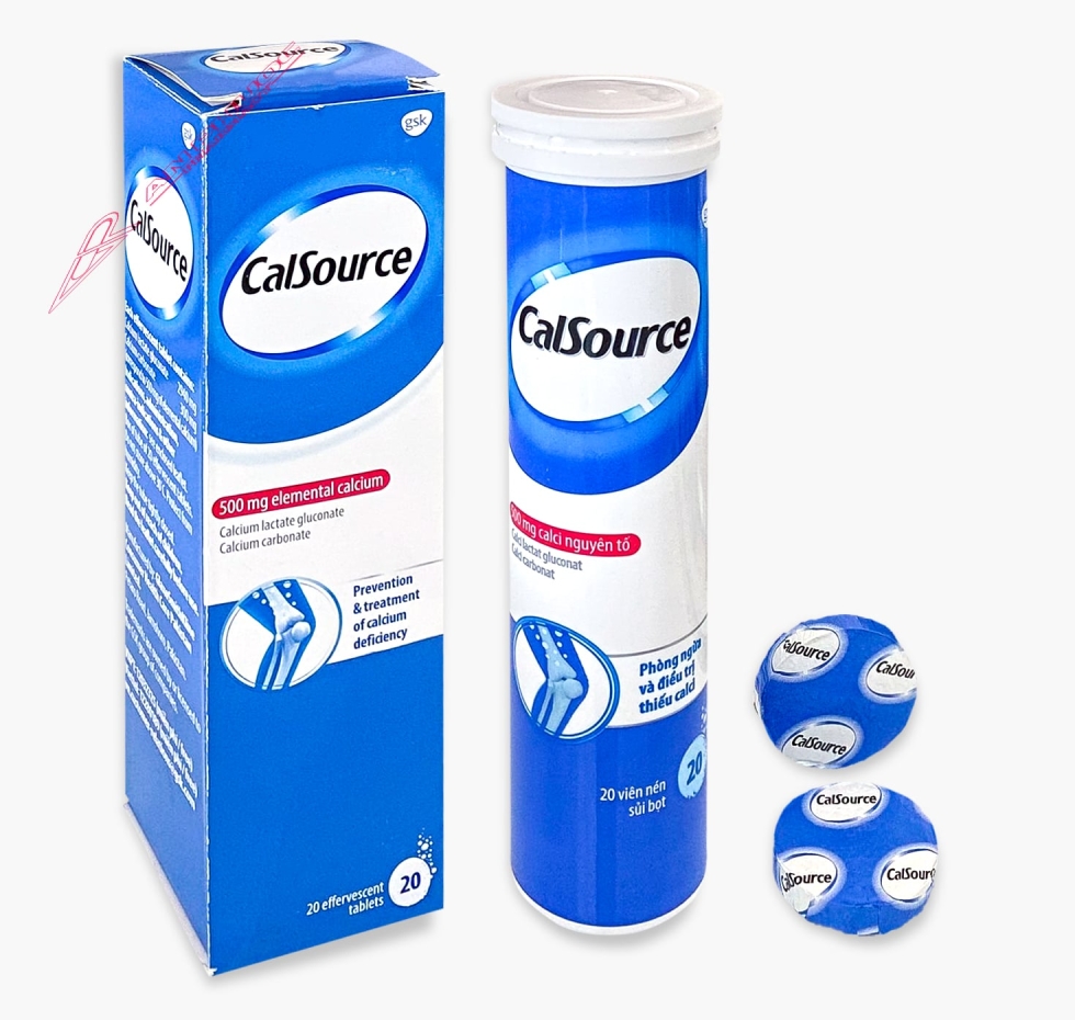 Thuốc CalSource® 500mg Tuýp 20 viên sủi | Calci nguyên tố 