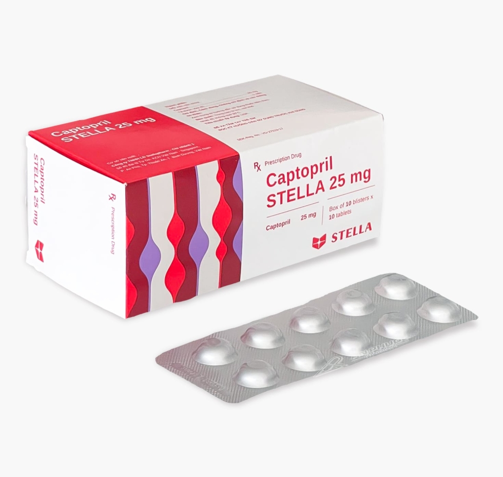 Thuốc Captopril Stella® 25mg |【Hộp 100 viên】