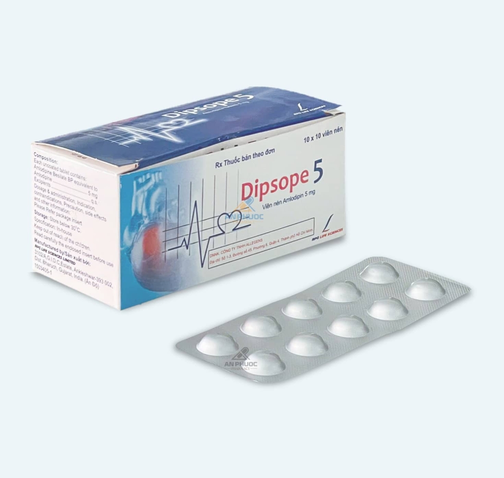 Thuốc Dipsope® 5mg | Amlodipine |【Hộp 100 Viên】