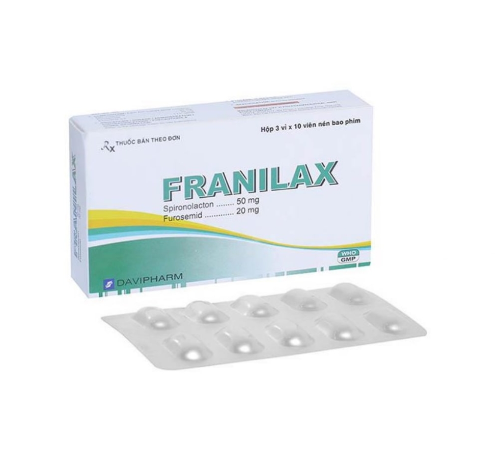 Thuốc Franilax  (Furosemide 20mg/Spironolacton 50mg)