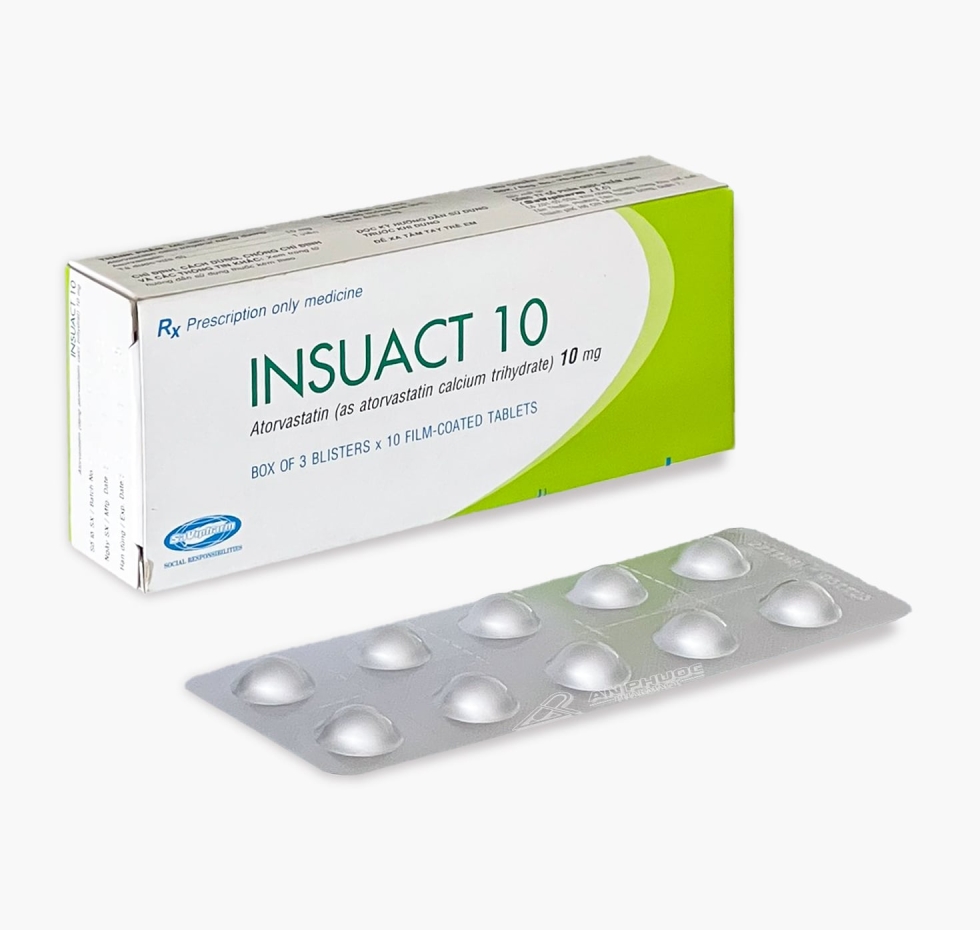 Thuốc insuact® 10mg | Atorvastatin |【Hộp 30 viên】 
