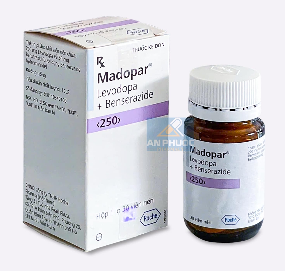 Thuốc Madopar® 250mg | Levodopa + Benserazide |【Hộp 1 lọ x 30 viên】