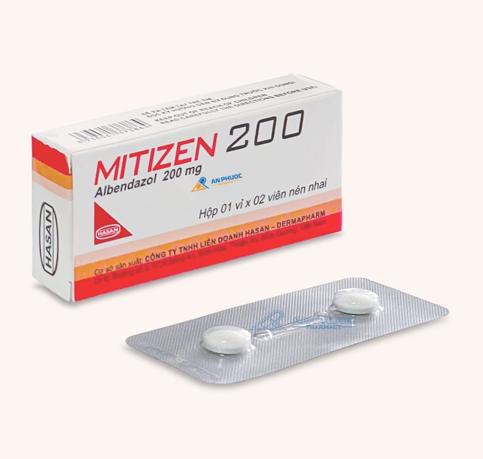 Thuốc Mitizen® 200mg | Albendazol |【Hộp 2 viên】