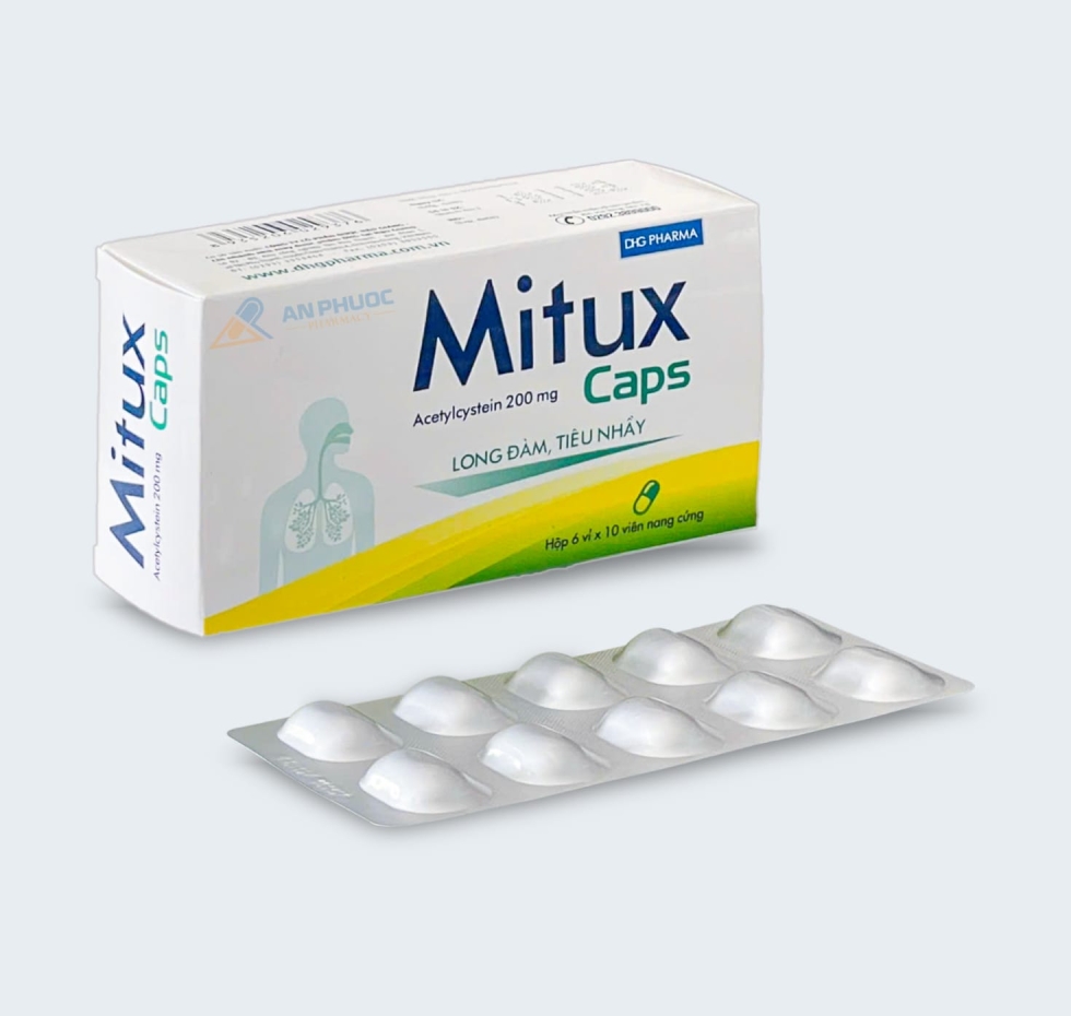 Thuốc Mitux Caps® 200mg | Acetylcysteine |【Hộp 60 viên】