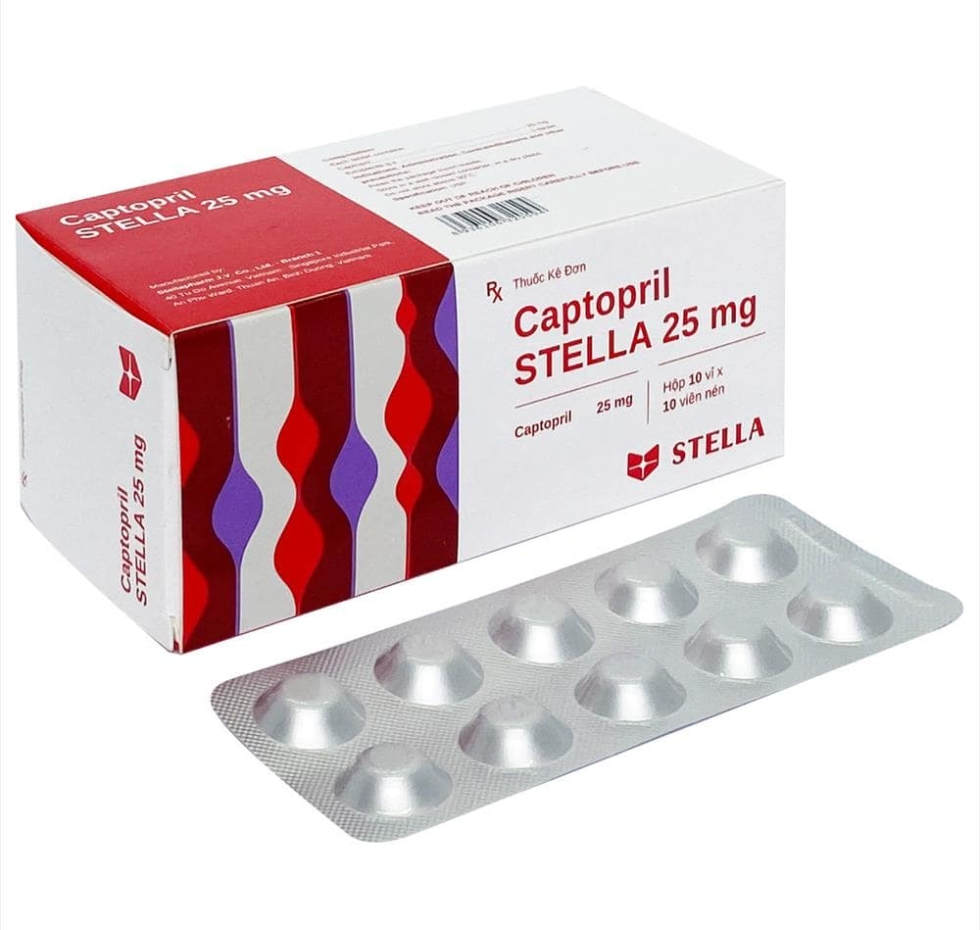 Thuốc trị tăng huyết áp captopril stella 25mg 
